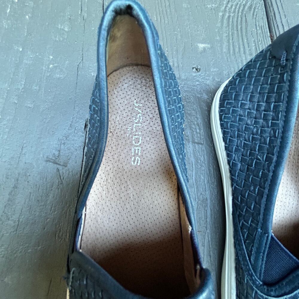 J/Slides Calina Navy Woven Leather Slip-On Sneakers Size 8 - Picture 3 of 7